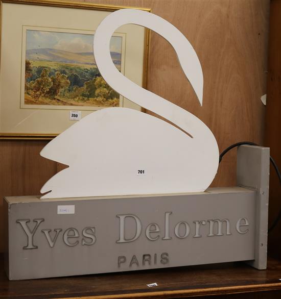 A Yves Delorme Paris shop sign W.83cm